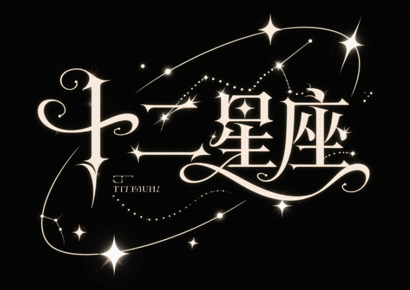 设计一款字体。中文“十二星座”采用艺术...