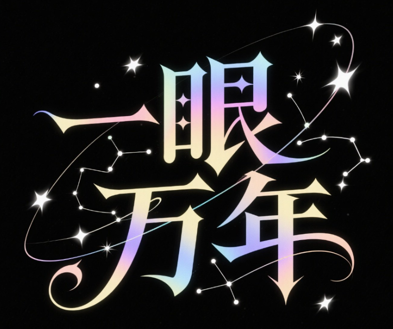 设计一款字体。中文“一眼万年”采用艺术...