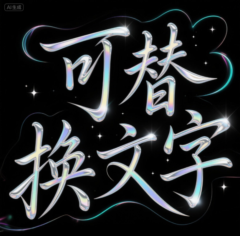 超纤细手写体，"可替换文字"字样呈现液...