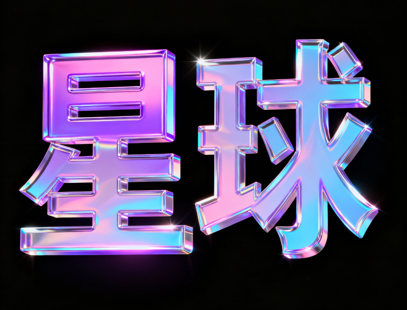 艺术字体设计，文字内容 “星球”，采用 3D 立体全...