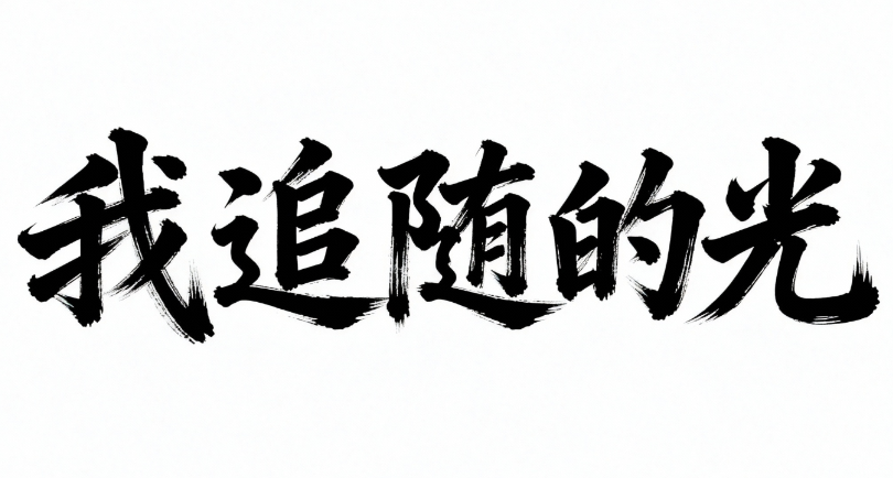 主体描述： “我追随的光” 五个中文字符...
