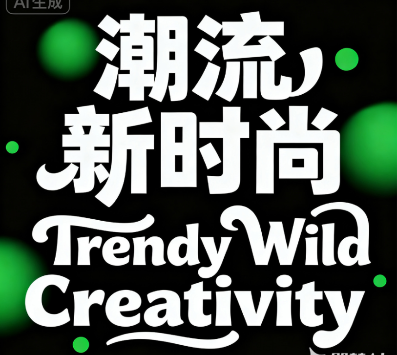 生成潮流派对风格艺术字体，内容为“潮流...