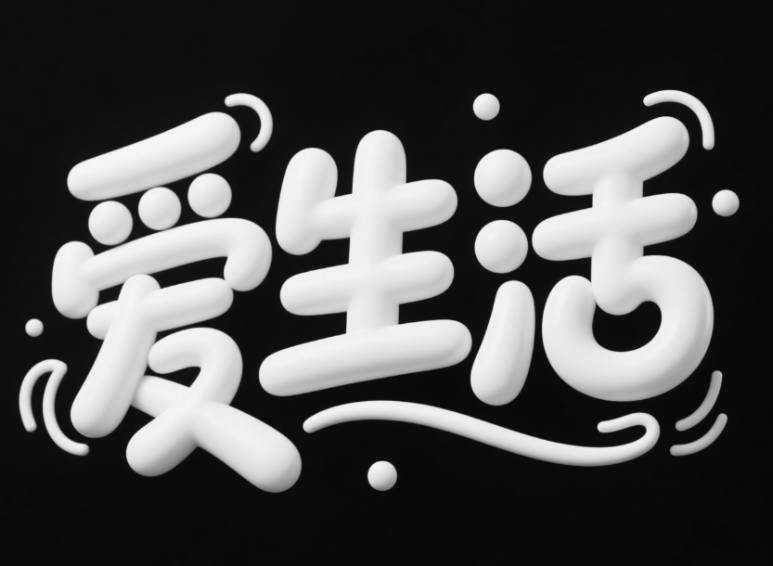 在黑色背景上，绘制一组艺术字体，白色...