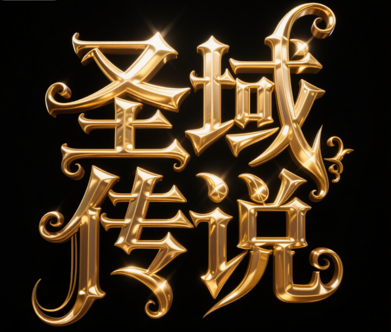 华丽魔幻风格字体文字内容为 “圣域传说”...