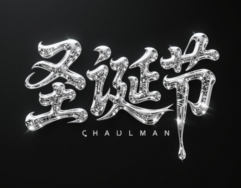 创意艺术毛笔字体设计，“圣诞节”三个字...