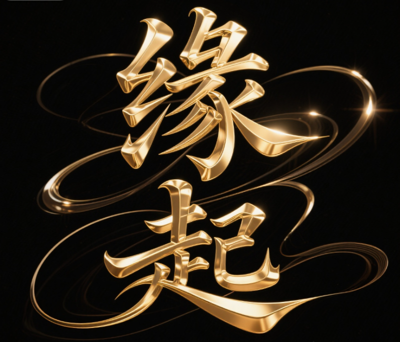 字体标志"缘起"，创意字体设计，鎏金，...