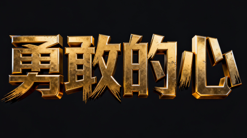 创作游戏logo设计“勇敢的心”，立体字设...