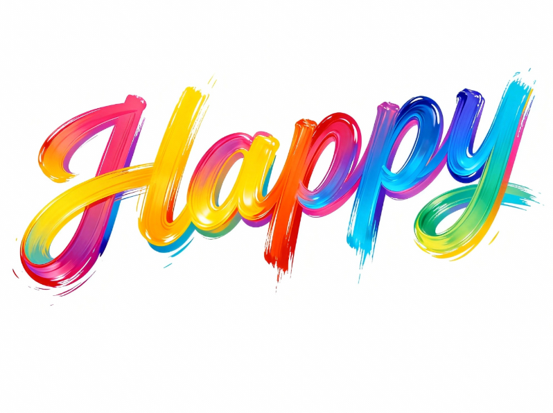 字体设计，文字“Happy”，都市彩色质感，...