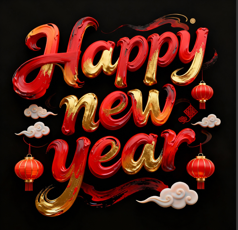 三维流体笔触呈现极具创意的文字“Happy ...