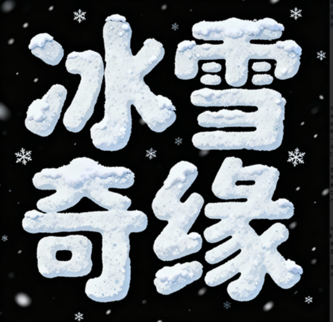 创意字体设计，黑色背景，中央由多个白...