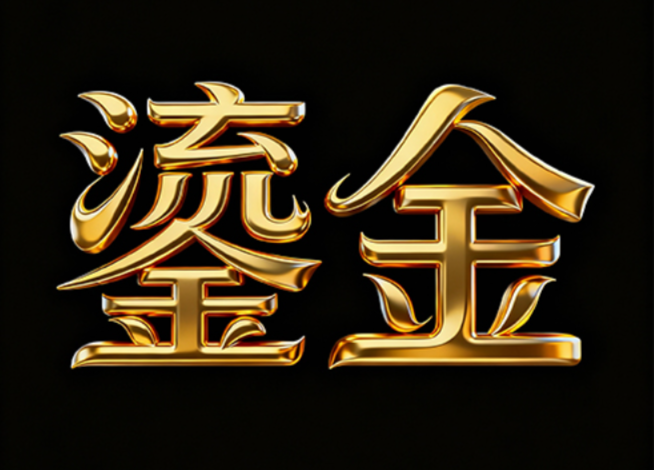 矢量插画，标志，黑色背景，创意字体金...