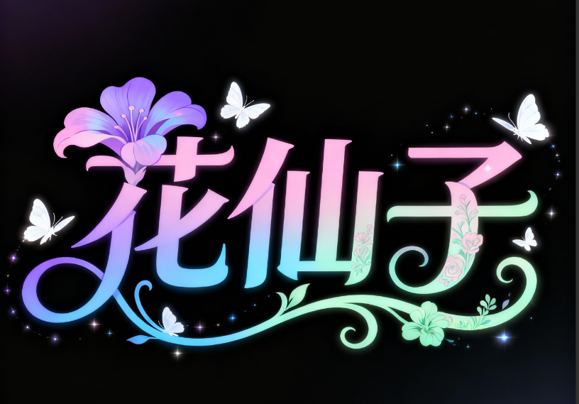 游戏风格艺术字体设计，“花仙子” 字样，...