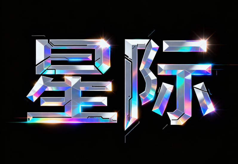 标题字体设计,标题内容“星际",背景黑色,...