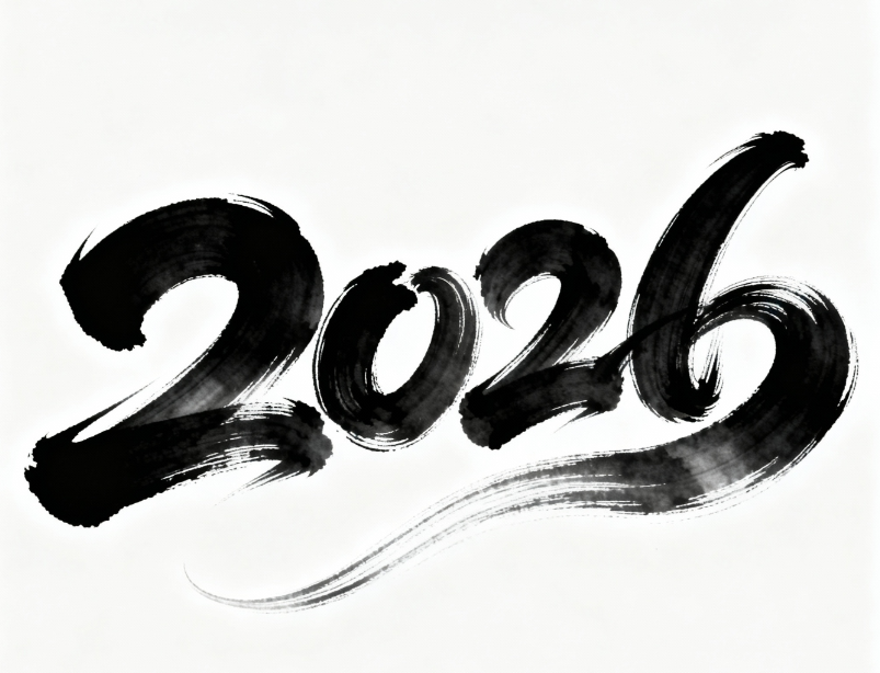 Yuecai,杰作,书法字体设计“2026”,草书字...