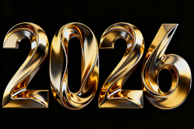 未来主义科技数字“2026”，以流体金属的...