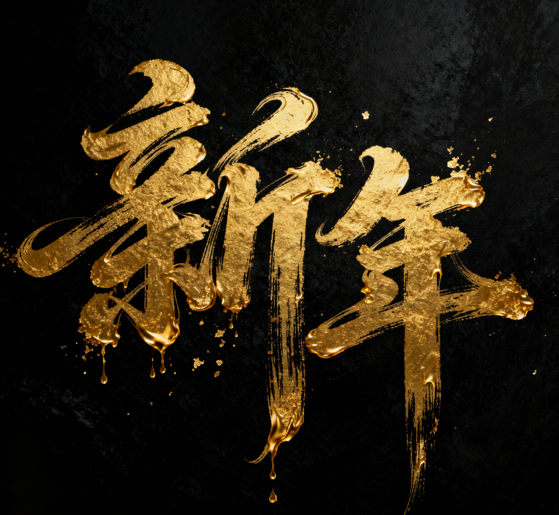 书法字体海报,主体文字"新年",狂野奔放...