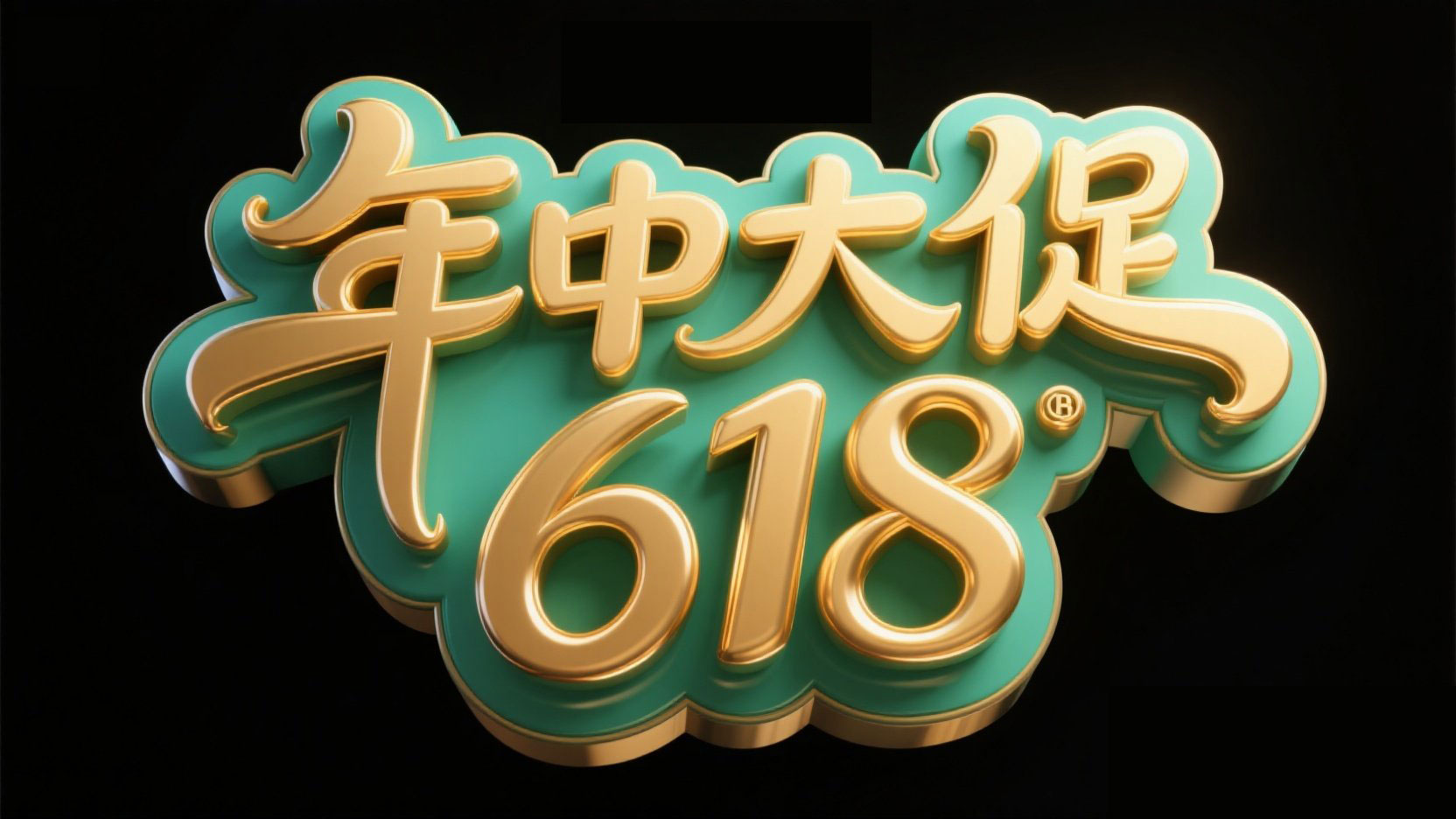 黑底金色字。电商字体设计 “年中大促 61...
