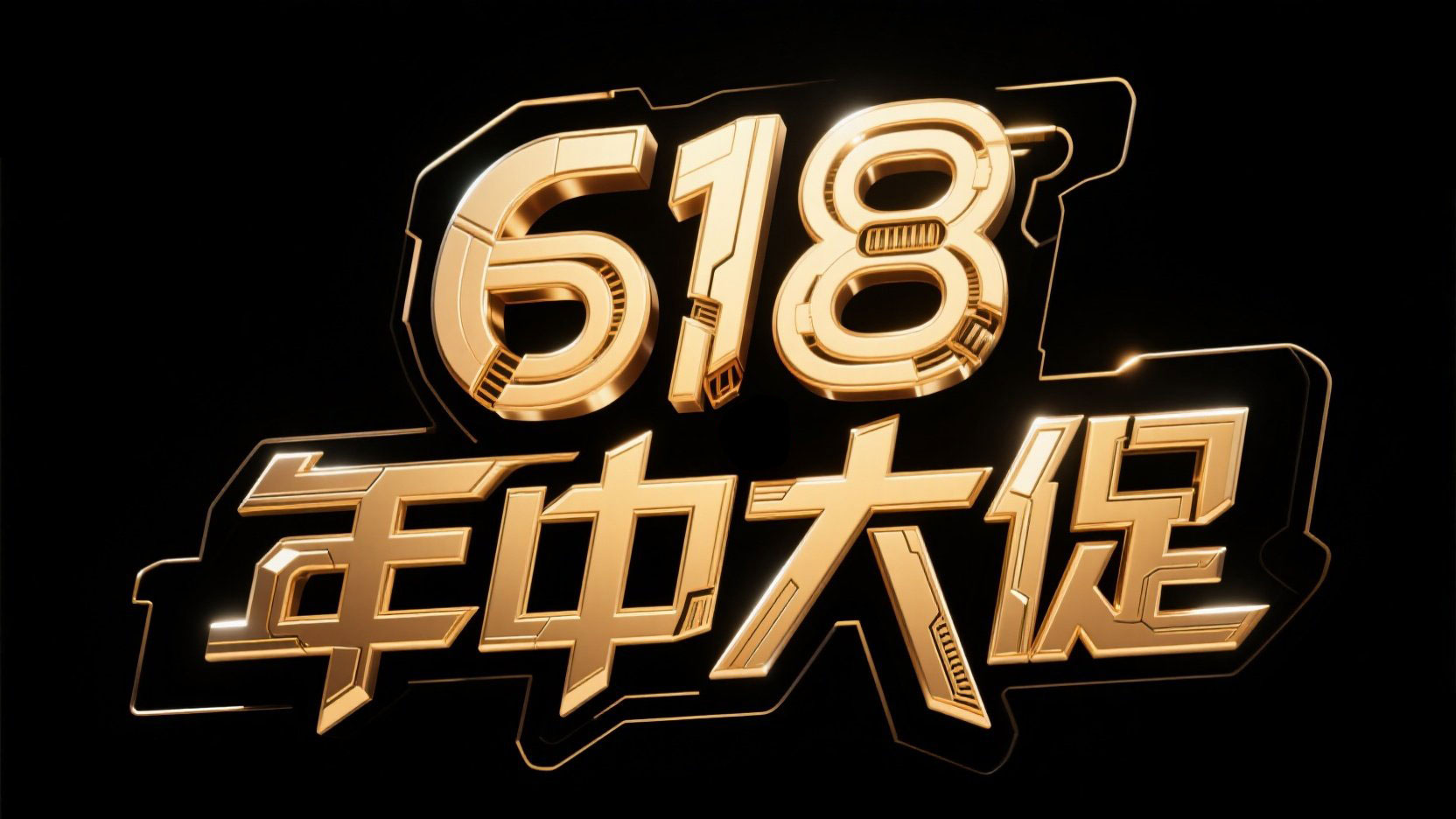 电商字体“618 年中大促”，3D立体文字呈...