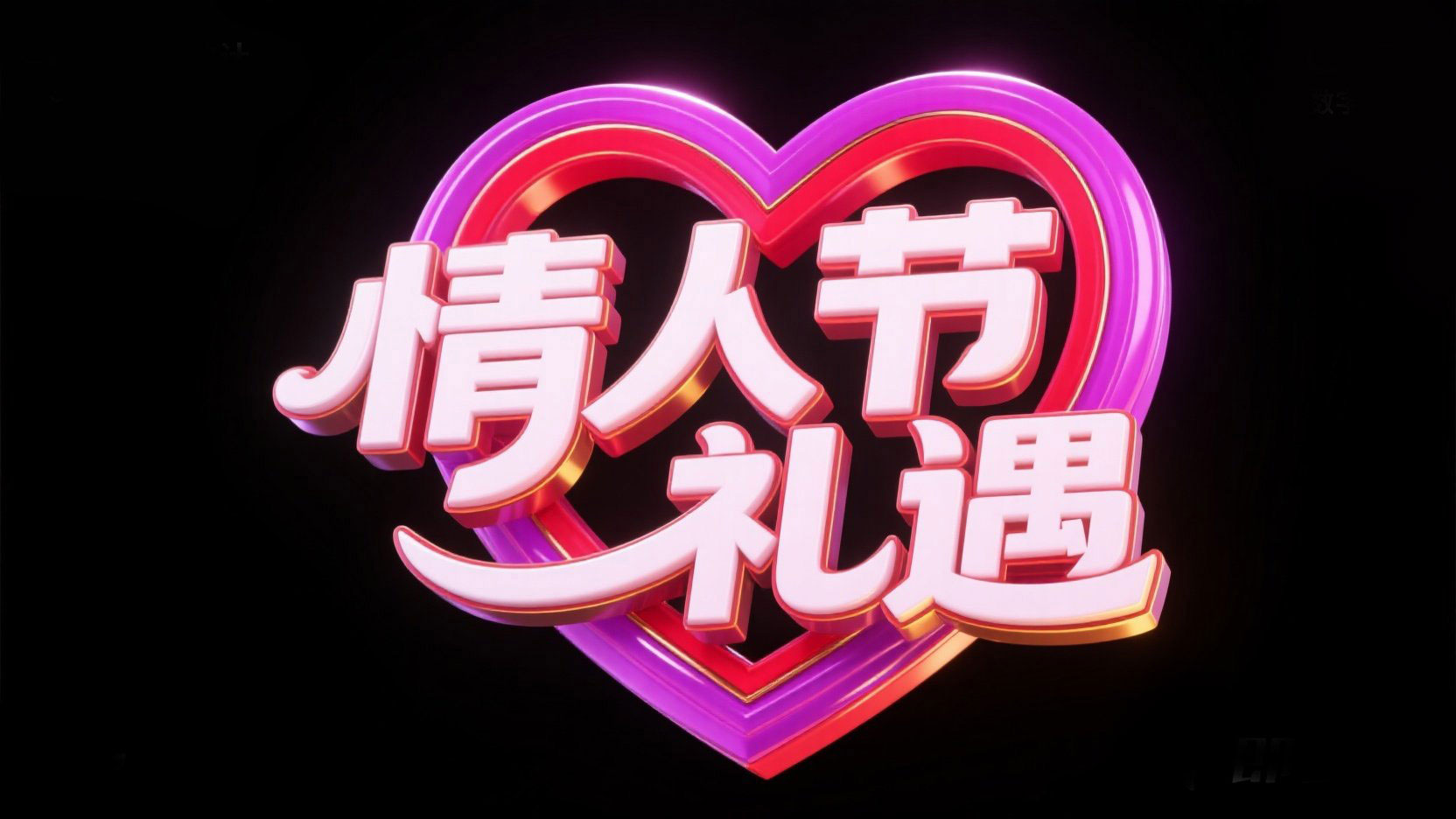 创作一个电商艺术字体 “情人节 礼遇”，...