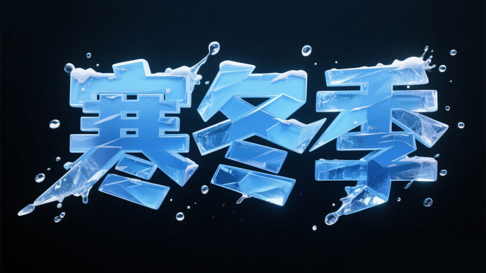 黑色背景，字体设计 “寒冬季” 主题标题...