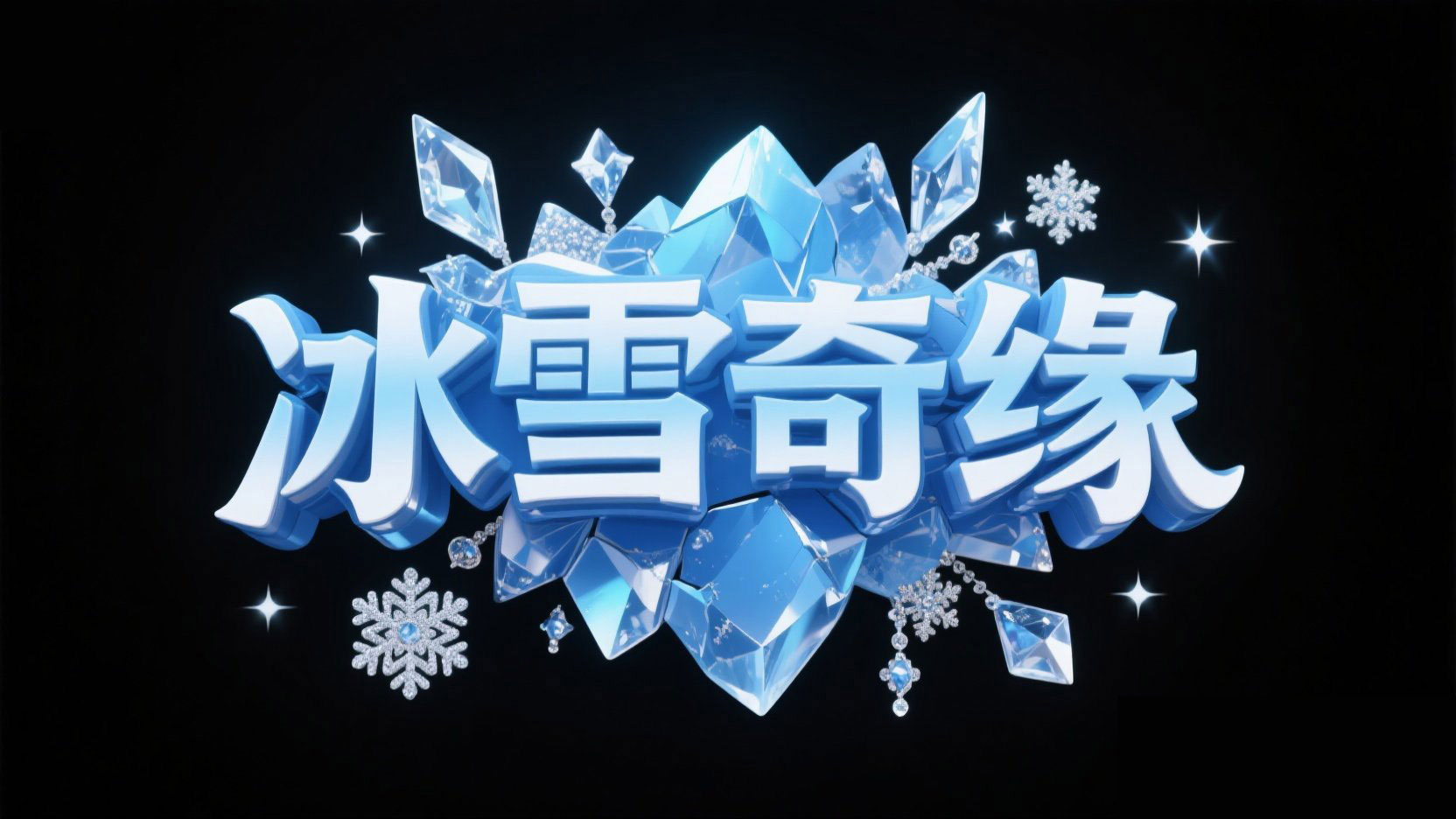 创作一个3D立体冰晶风格“冰雪奇缘”，字...