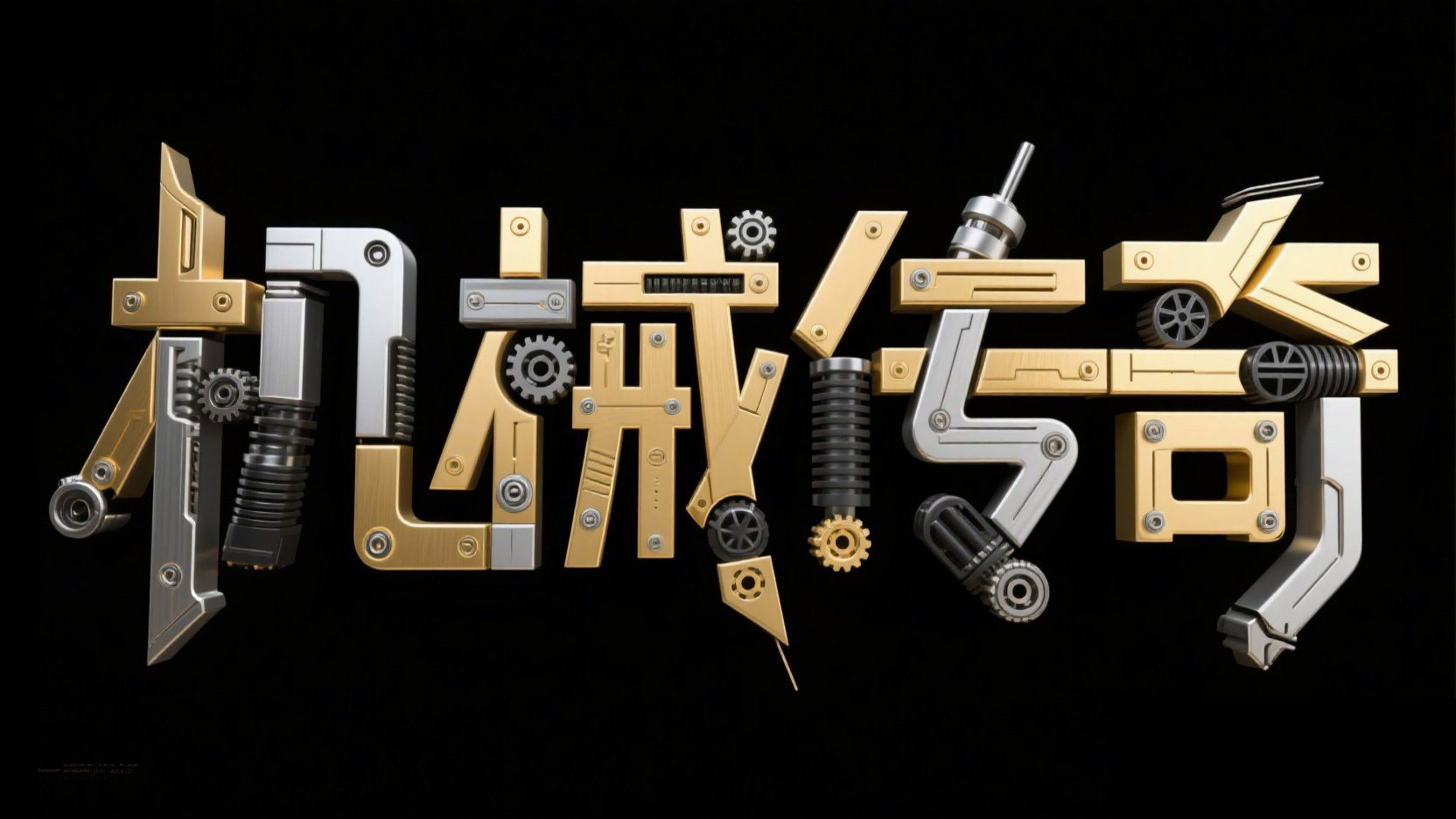 创作一个机械部件构成的标题“机械传奇”...