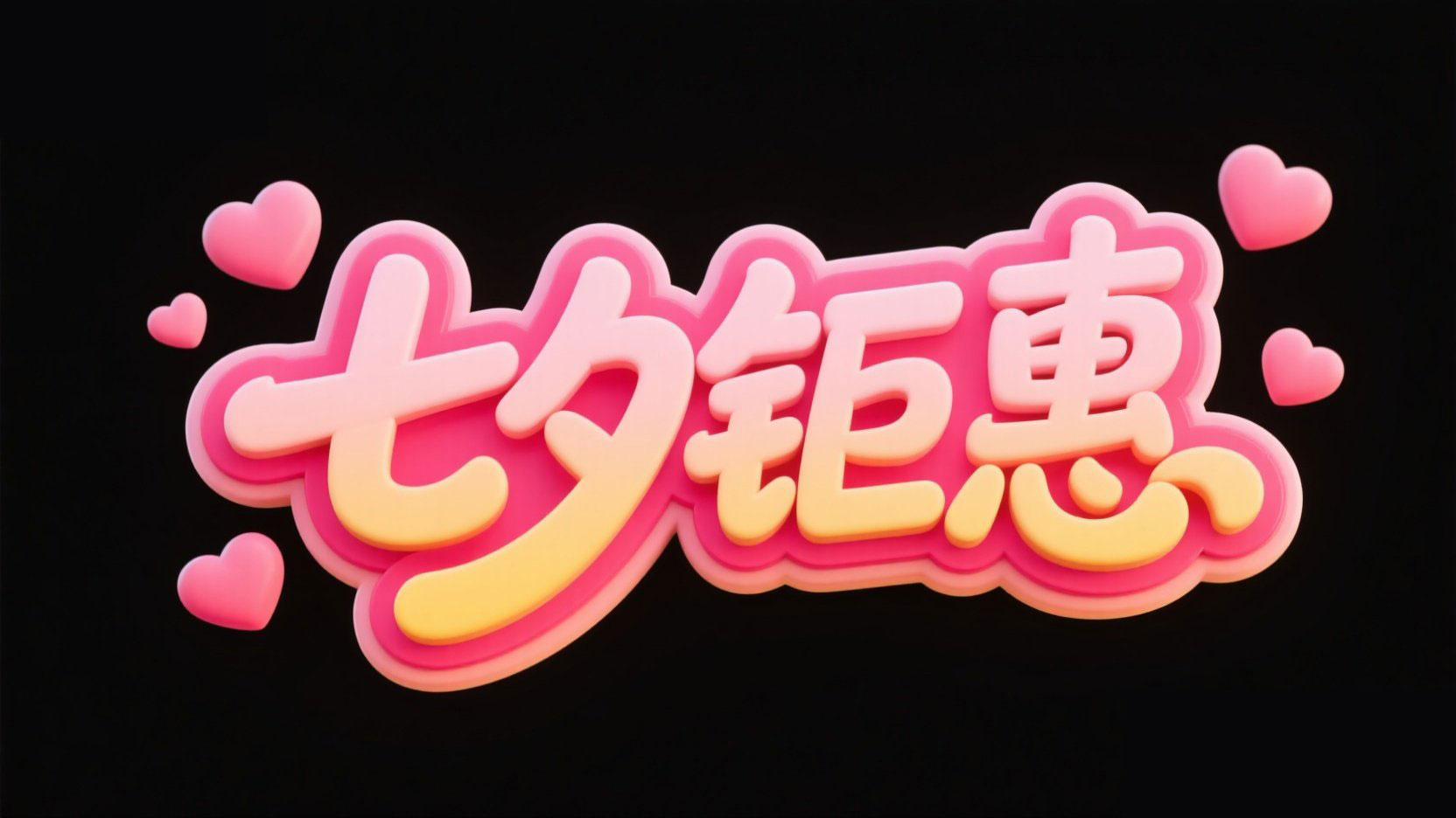 创作一个情人节创意标题，文字设计“七夕...
