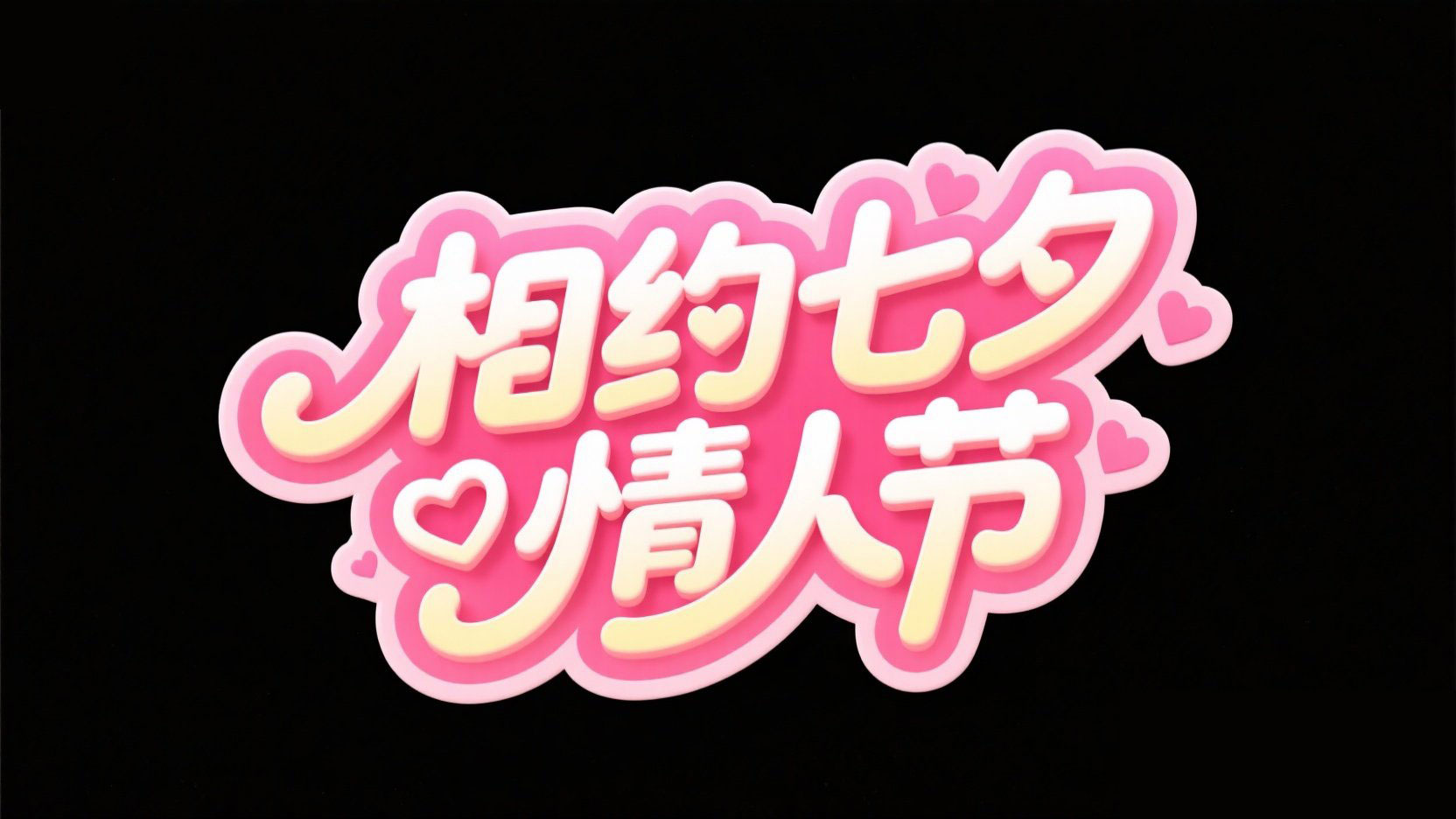 创作一个情人节标题，字体设计“相约七夕...