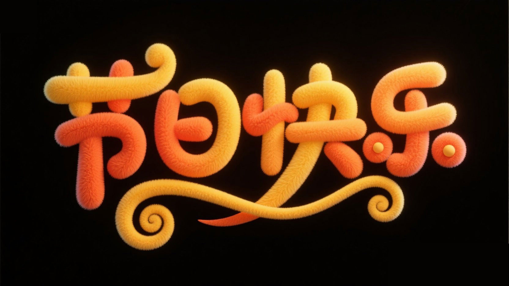 黑底彩字，字体设计“节日快乐”，字体圆...