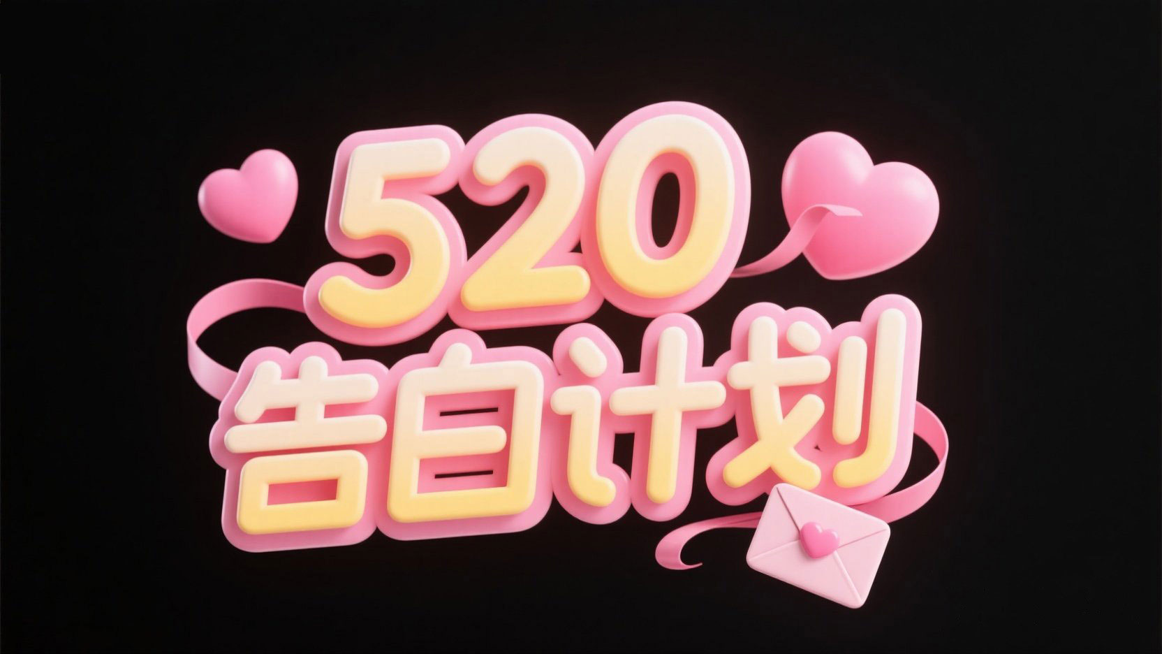 创作一个3D立体恋爱风格标题，字体设计“...