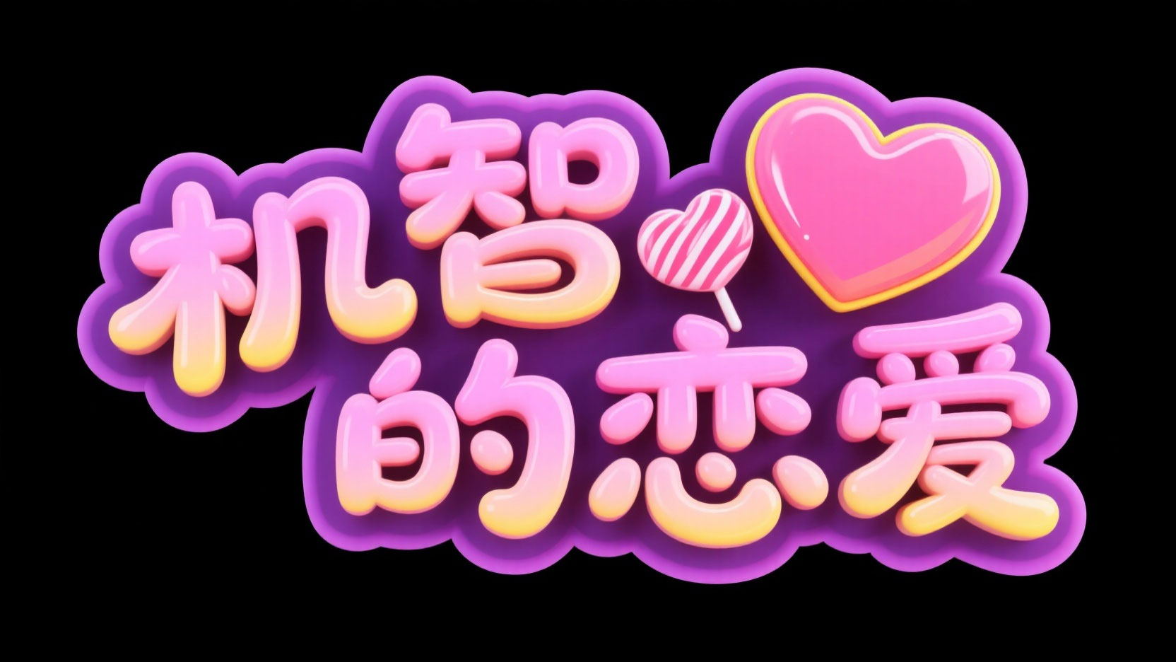 创作一个综艺恋爱糖果甜趣风艺术字“机智...