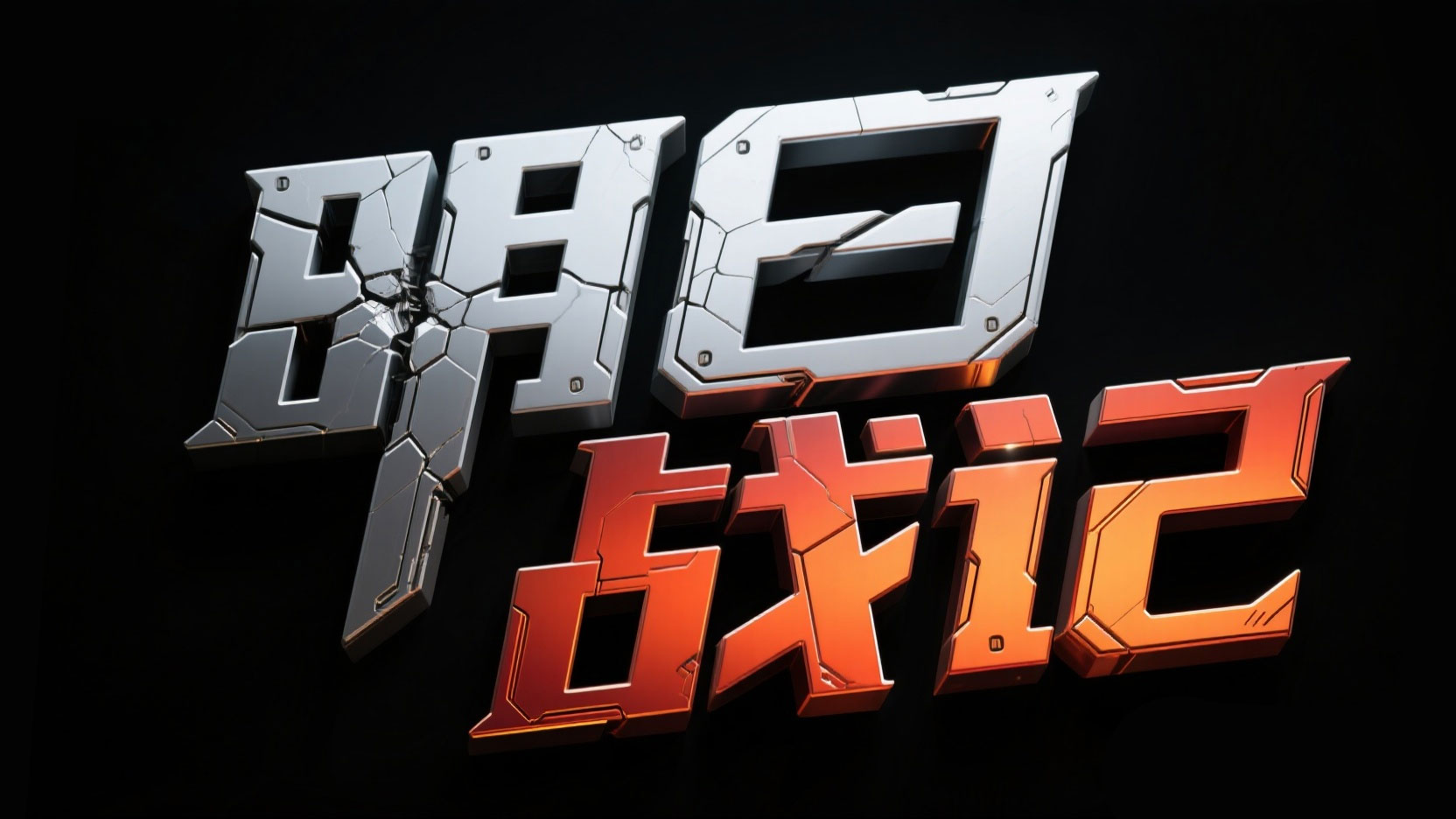 创作一个科幻机甲硬核浮雕风艺术字“明日...