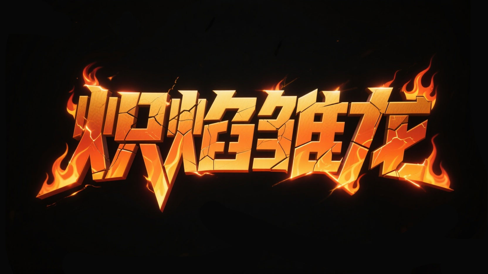 创作一个奇幻热血火焰主题艺术字 “炽焰...