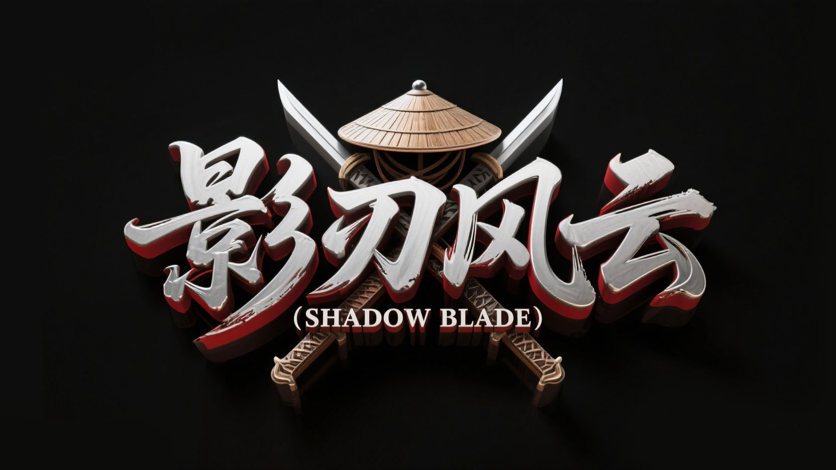 创作一个国风武侠立体书法风艺术字“影刃...