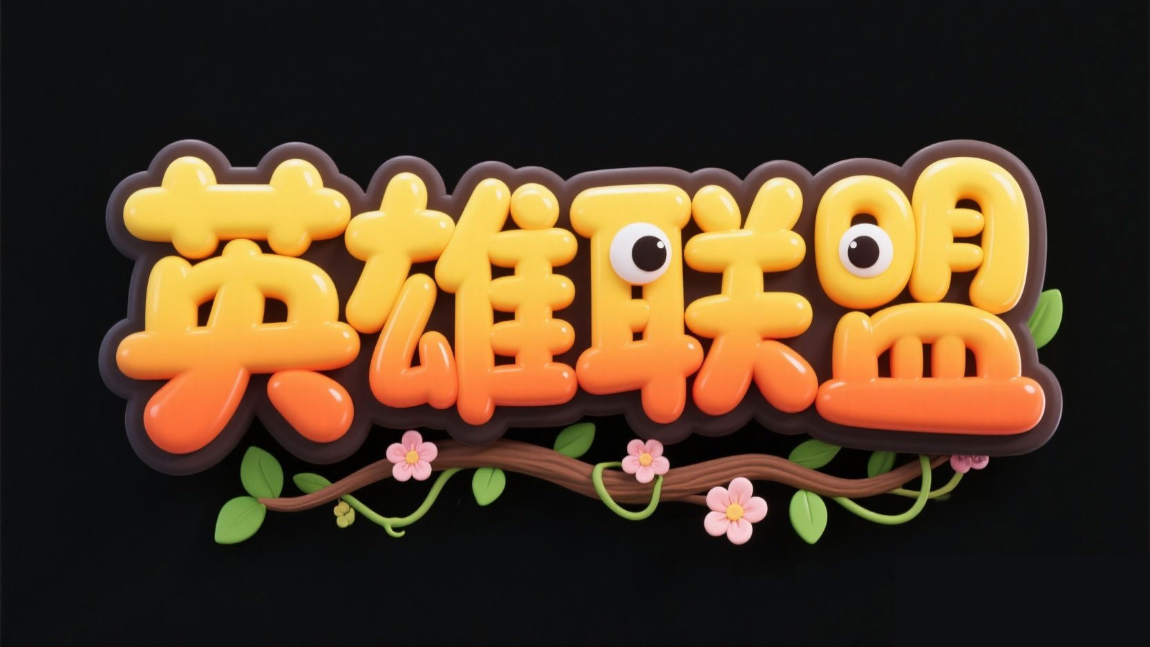 黑色背景，艺术字，字体设计“英雄联盟”...