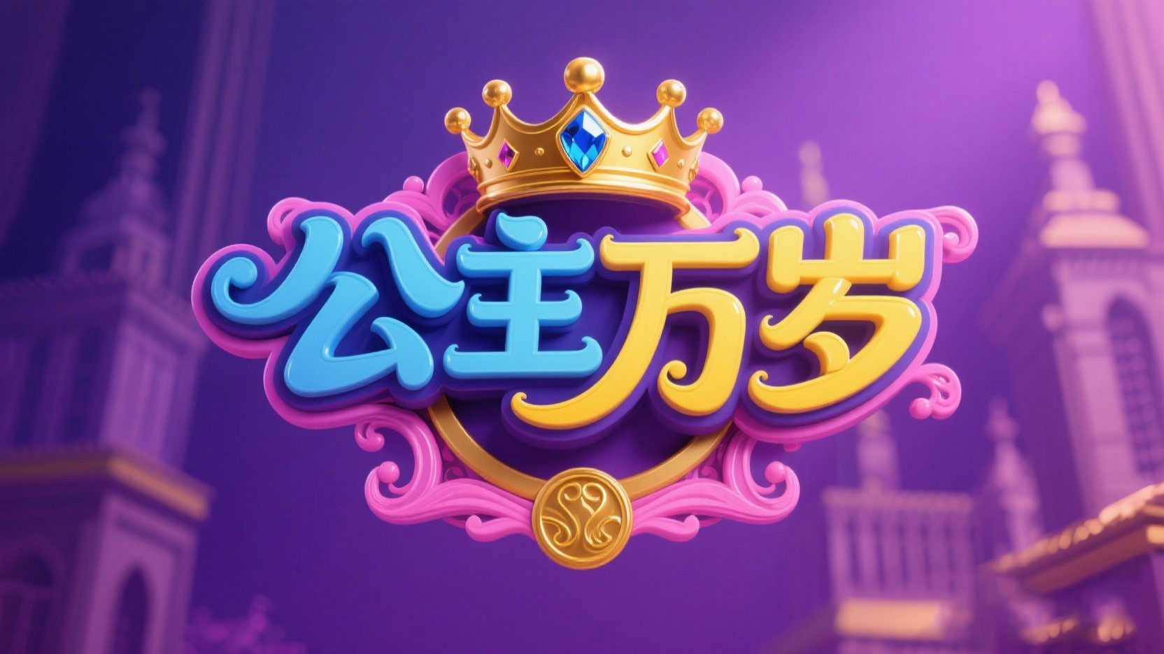 黑色背景，字体设计“公主万岁”。字体上...