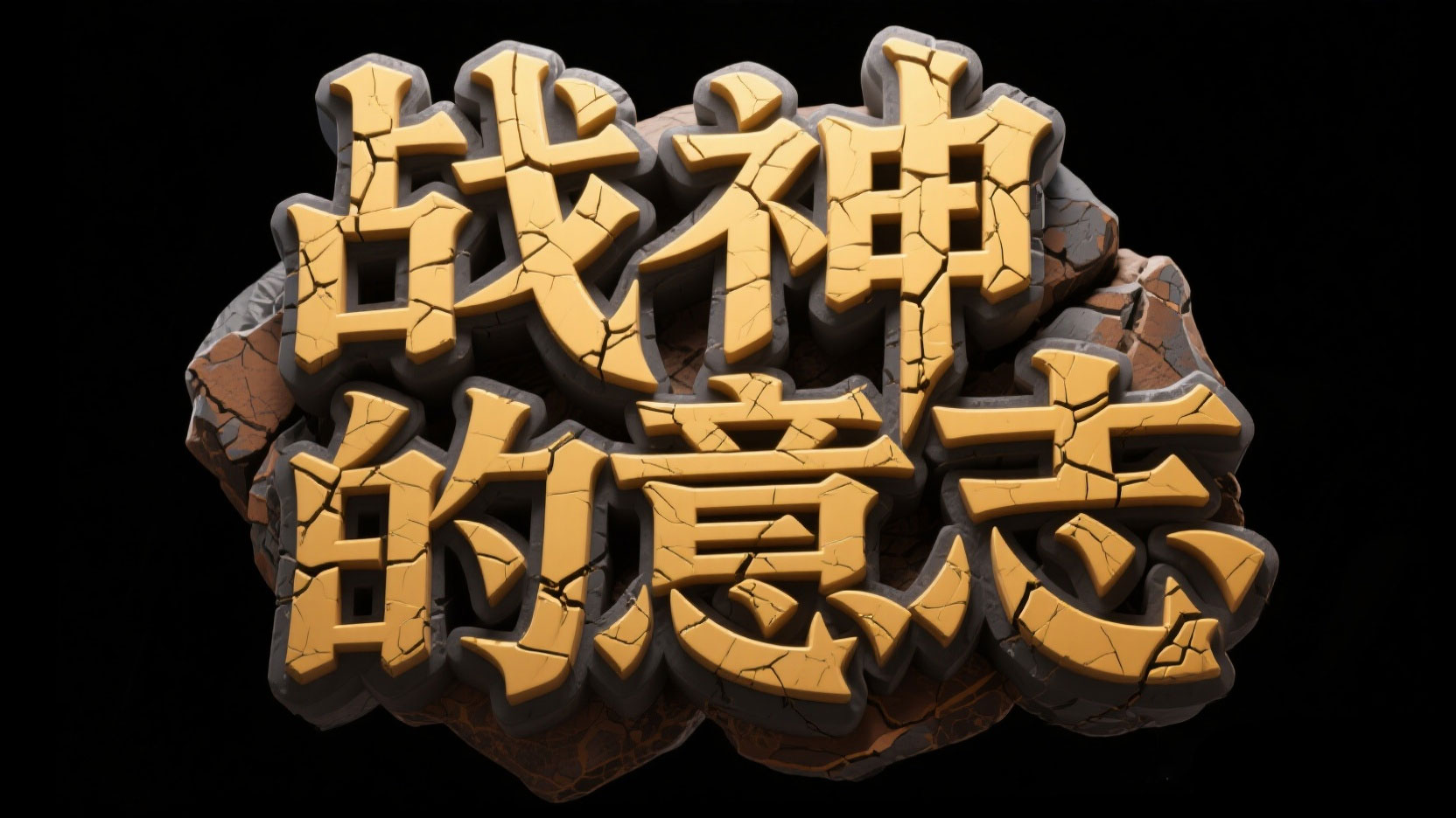 创作一个奇幻史诗风化艺术字“战神的意志...