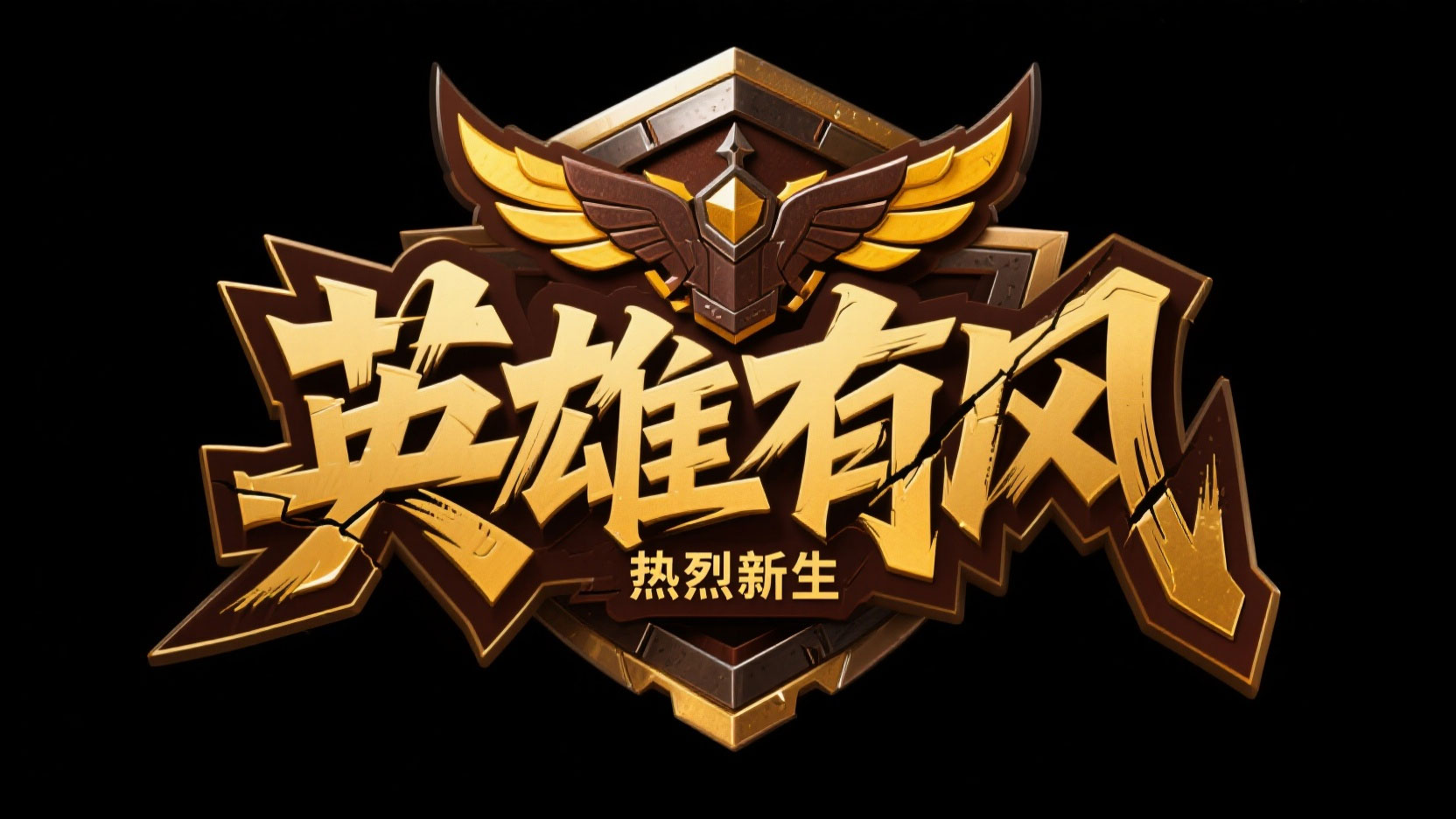 创作一个国潮武侠硬派徽章风艺术字“英雄...