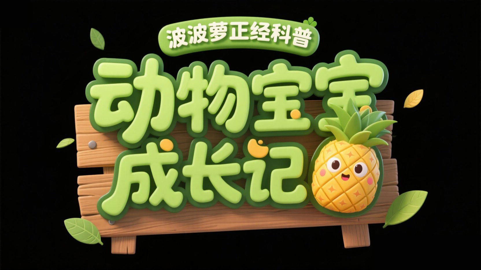 卡通标题设计，主标题内容“动物宝宝成长...