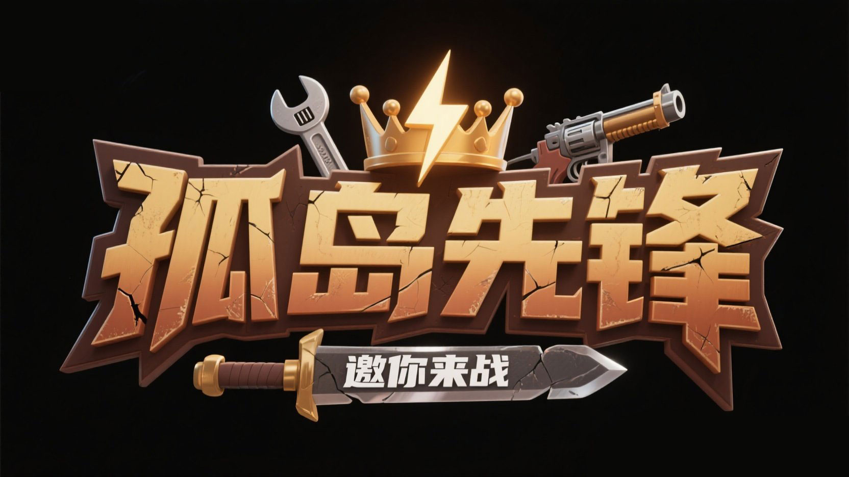 创作一个热血游戏主题艺术字 “孤岛先锋”...