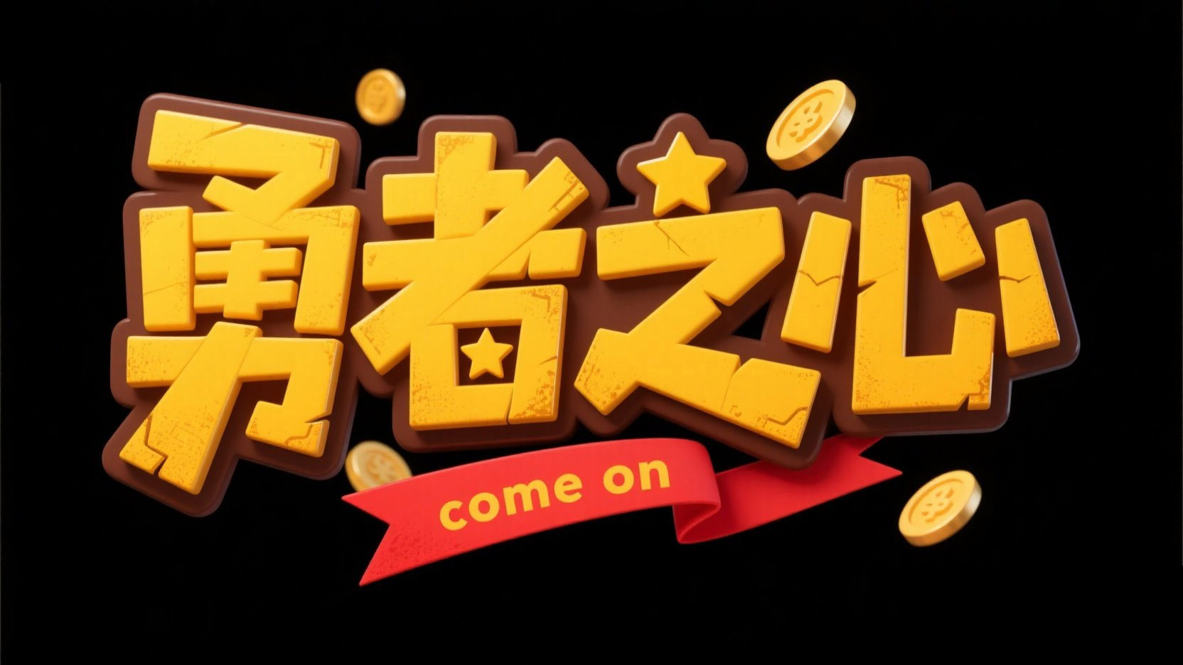 字体设计“勇者之心”。卡通趣味字体，字...